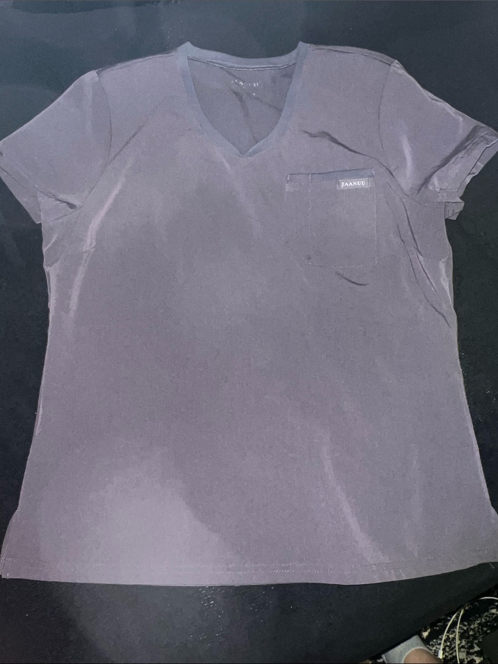Jaanuu V-Neck Scrub Top in Dark Gray